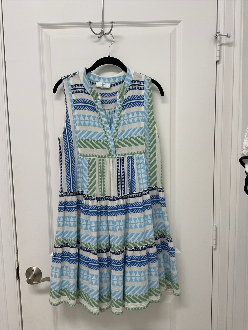 Devotion TWINS Blue, Light Blue & Sage Green Patterned Tiered Sundress